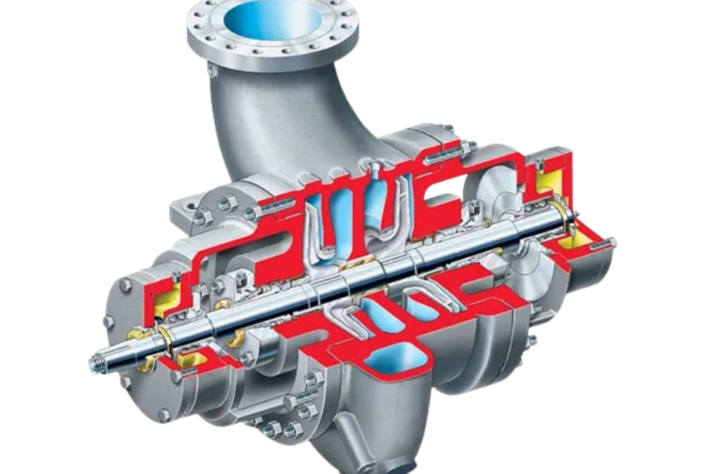 Flowserve HED/HED-DS Between Bearings Pumps with radially split single-case design suitable for oil and gas applications.